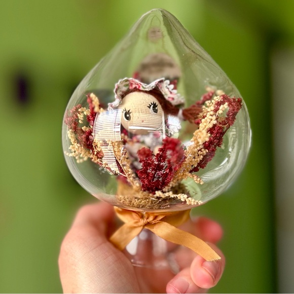 Other - Dainty Cottagecore Encased Girl Floral Plant In Bulb Standing Home Decor Accent